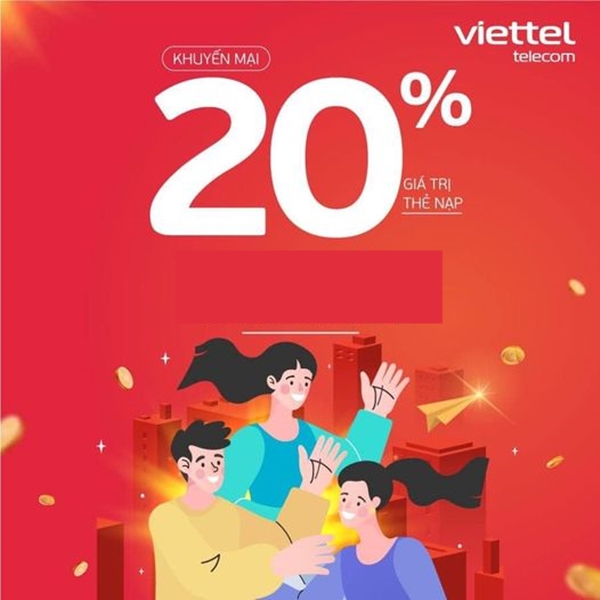 Viettel khuyến mãi 20% giá trị thẻ nạp ngày 31/3/2021 