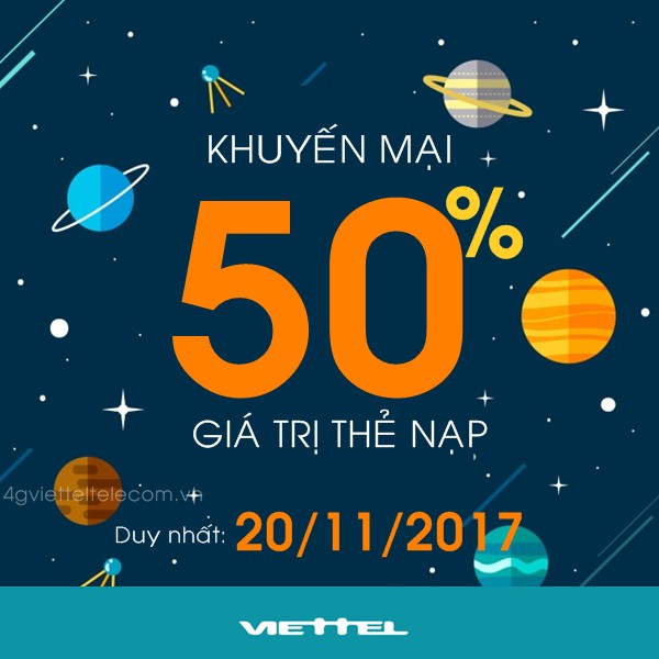 Mừng ngày nhà giáo: Viettel khuyến mãi 50% giá trị thẻ nạp ngày 20/11/2017
