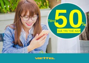 Viettel khuyến mãi 50% giá trị thẻ nạp ngày 23/2/2018