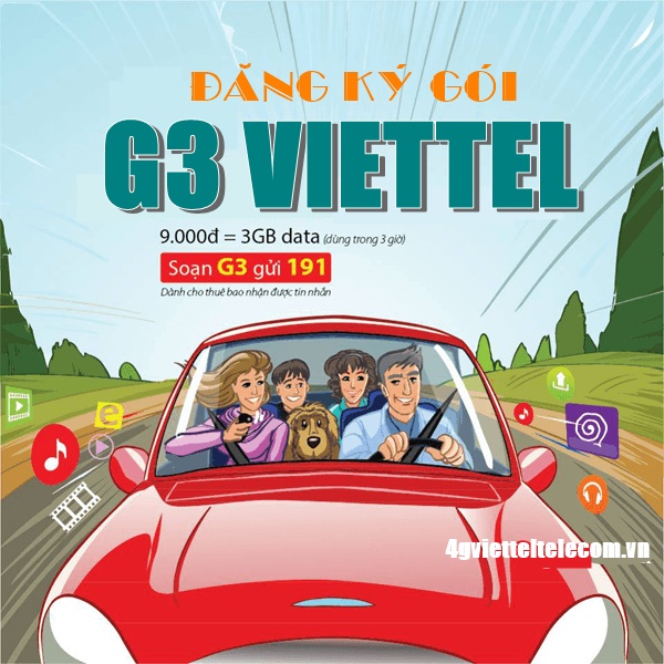 Đăng ký gói cước G3 Viettel nhận 3GB chỉ 9.000đ
