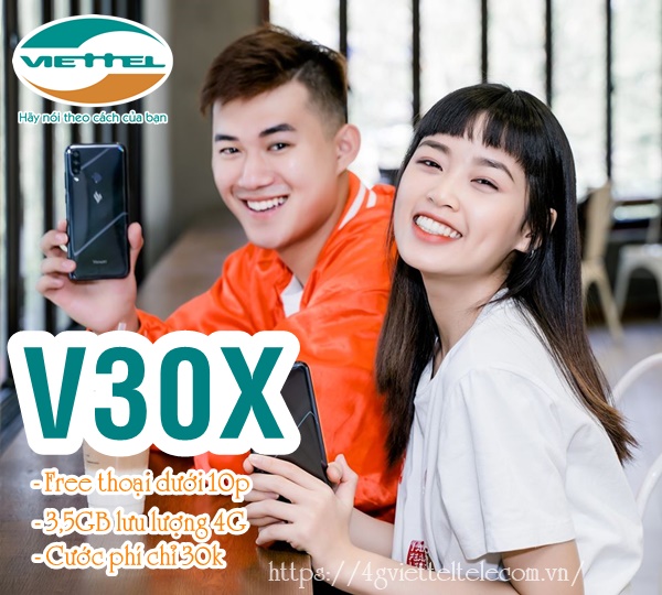 Hướng dẫn đăng ký gói cước V30X mạng Viettel nhận 3,5GB và miễn phí gọi
